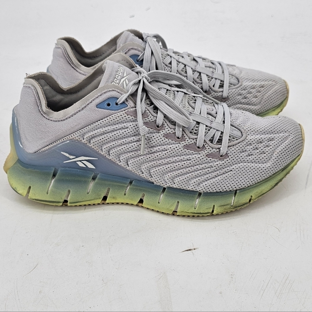 Reebok Zig Kinetica Lemon Glow Fluid Blue & Grey Womens Size 8